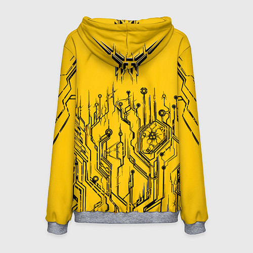 Мужская толстовка Киберпанк Yellow-Black / 3D-Меланж – фото 2