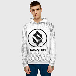 Толстовка-худи мужская Sabaton с потертостями на светлом фоне, цвет: 3D-белый — фото 2
