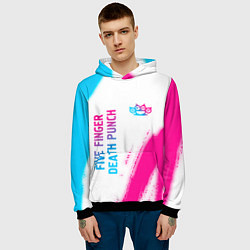 Толстовка-худи мужская Five Finger Death Punch neon gradient style: надпи, цвет: 3D-черный — фото 2