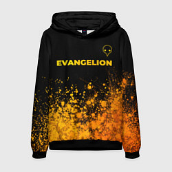 Толстовка-худи мужская Evangelion - gold gradient: символ сверху, цвет: 3D-черный