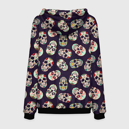 Мужская толстовка Узор с черепами Pattern with skulls / 3D-Черный – фото 2