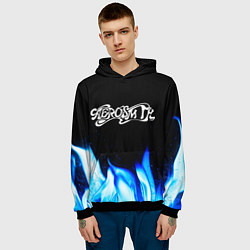 Толстовка-худи мужская Aerosmith blue fire, цвет: 3D-черный — фото 2