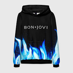 Толстовка-худи мужская Bon Jovi blue fire, цвет: 3D-черный