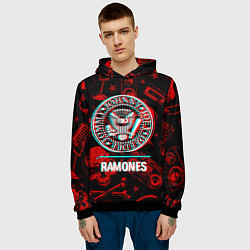 Толстовка-худи мужская Ramones rock glitch, цвет: 3D-черный — фото 2