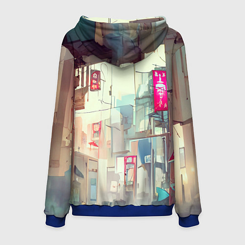 Мужская толстовка Кибер самурай девушка / 3D-Синий – фото 2