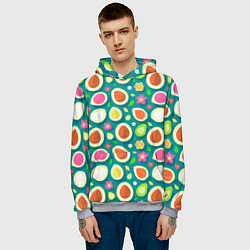 Толстовка-худи мужская Текстура авокадо и цветы, цвет: 3D-меланж — фото 2