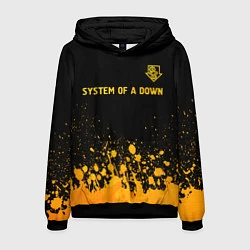 Толстовка-худи мужская System of a Down - gold gradient: символ сверху, цвет: 3D-черный