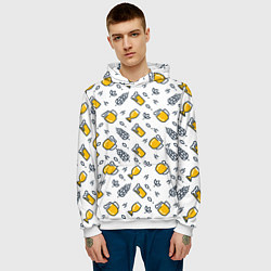 Толстовка-худи мужская Пиво пенное, цвет: 3D-белый — фото 2