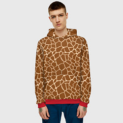 Толстовка-худи мужская Пятнистая шкура жирафа, цвет: 3D-красный — фото 2