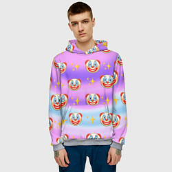 Толстовка-худи мужская Узор с Клоунами, цвет: 3D-меланж — фото 2