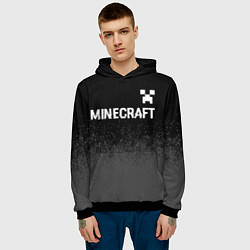 Толстовка-худи мужская Minecraft glitch на темном фоне: символ сверху, цвет: 3D-черный — фото 2
