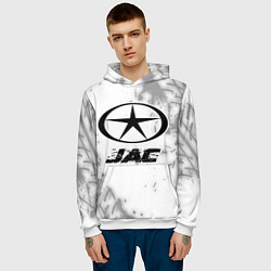 Толстовка-худи мужская JAC speed на светлом фоне со следами шин, цвет: 3D-белый — фото 2