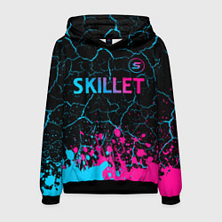 Толстовка-худи мужская Skillet - neon gradient: символ сверху, цвет: 3D-черный