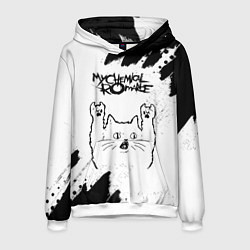 Толстовка-худи мужская My Chemical Romance рок кот на светлом фоне, цвет: 3D-белый