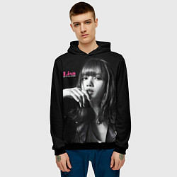 Толстовка-худи мужская Blackpink Lisa in leather jacket, цвет: 3D-черный — фото 2