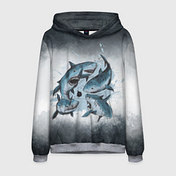 Толстовка-худи мужская Стая акул, цвет: 3D-меланж