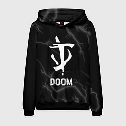 Толстовка-худи мужская Doom glitch на темном фоне, цвет: 3D-черный