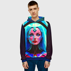 Толстовка-худи мужская Девушка в криокапсуле, цвет: 3D-синий — фото 2