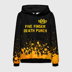 Толстовка-худи мужская Five Finger Death Punch - gold gradient: символ св, цвет: 3D-черный