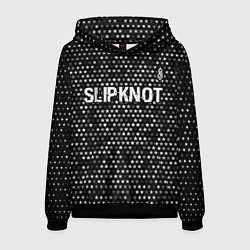 Толстовка-худи мужская Slipknot glitch на темном фоне: символ сверху, цвет: 3D-черный