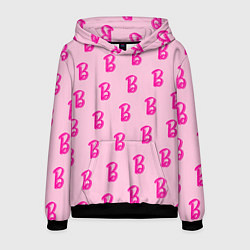 Толстовка-худи мужская Барби паттерн буква B, цвет: 3D-черный