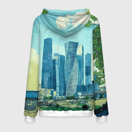 Мужская толстовка Москва-сити Ван Гог / 3D-Белый – фото 2