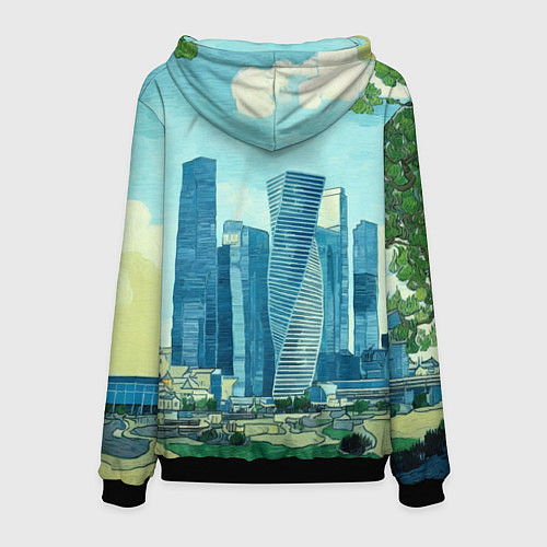 Мужская толстовка Москва-сити Ван Гог / 3D-Черный – фото 2