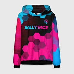 Мужская толстовка Sally Face - neon gradient: символ сверху