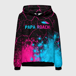 Толстовка-худи мужская Papa Roach - neon gradient: символ сверху, цвет: 3D-черный