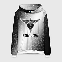 Толстовка-худи мужская Bon Jovi glitch на светлом фоне, цвет: 3D-белый