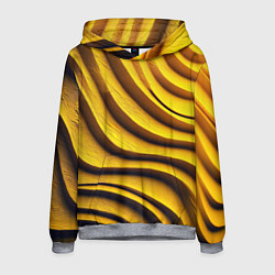 Толстовка-худи мужская Желтые абстрактные полосы, цвет: 3D-меланж