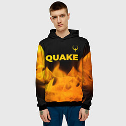 Толстовка-худи мужская Quake - gold gradient: символ сверху, цвет: 3D-черный — фото 2