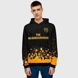 Толстовка-худи мужская The Neighbourhood - gold gradient: символ сверху, цвет: 3D-черный — фото 2