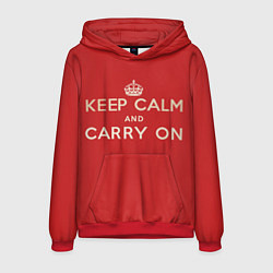 Толстовка-худи мужская Keep Calm and Carry On, цвет: 3D-красный