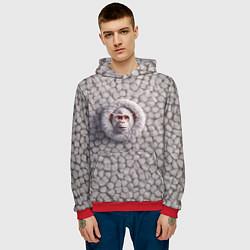 Толстовка-худи мужская Забавная белая обезьяна, цвет: 3D-красный — фото 2