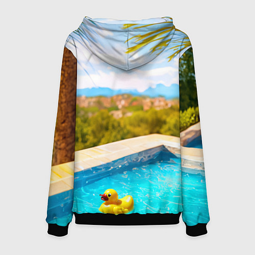 Мужская толстовка Девушка на курорте у бассейна / 3D-Черный – фото 2