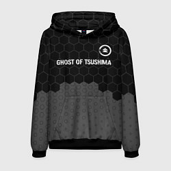 Толстовка-худи мужская Ghost of Tsushima glitch на темном фоне: символ св, цвет: 3D-черный