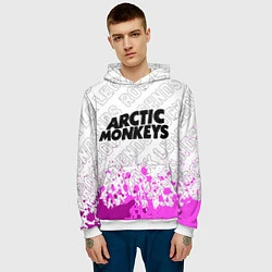 Толстовка-худи мужская Arctic Monkeys rock legends: символ сверху, цвет: 3D-белый — фото 2