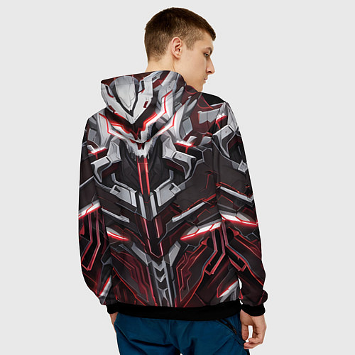 Мужская толстовка Красная кибер броня / 3D-Черный – фото 4