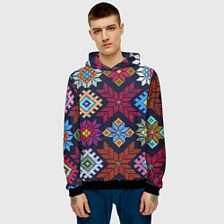 Толстовка-худи мужская Орнамент удмуртский, цвет: 3D-черный — фото 2