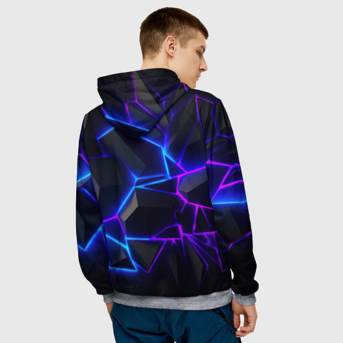 Мужская толстовка Синий и фиолетовый неон / 3D-Меланж – фото 4
