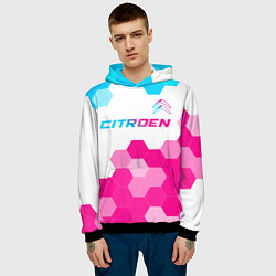 Толстовка-худи мужская Citroen neon gradient style: символ сверху, цвет: 3D-черный — фото 2