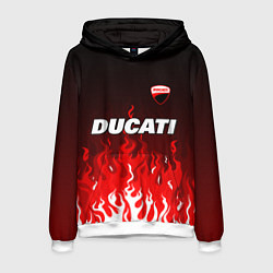 Толстовка-худи мужская Ducati- красное пламя, цвет: 3D-белый