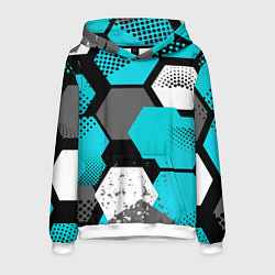 Толстовка-худи мужская Шестиугольники абстрактный фон, цвет: 3D-белый