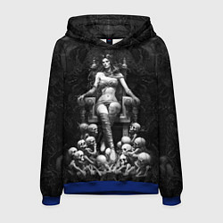 Толстовка-худи мужская Ведьма на троне из черепов, цвет: 3D-синий