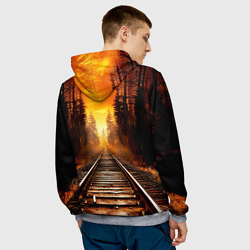 Мужская толстовка Железная дорога на закате / 3D-Меланж – фото 4