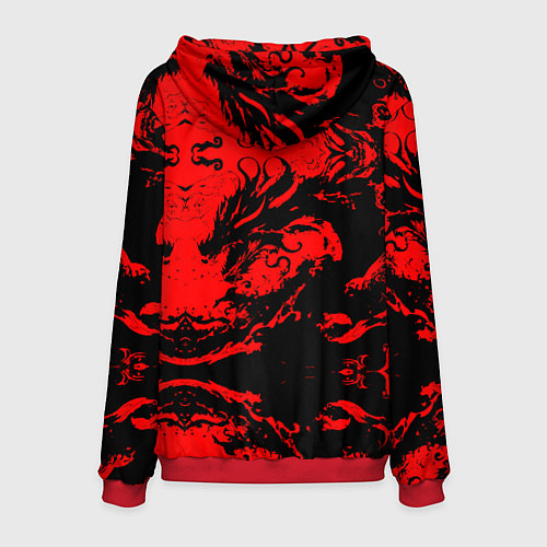 Мужская толстовка Черный дракон на красном небе / 3D-Красный – фото 2