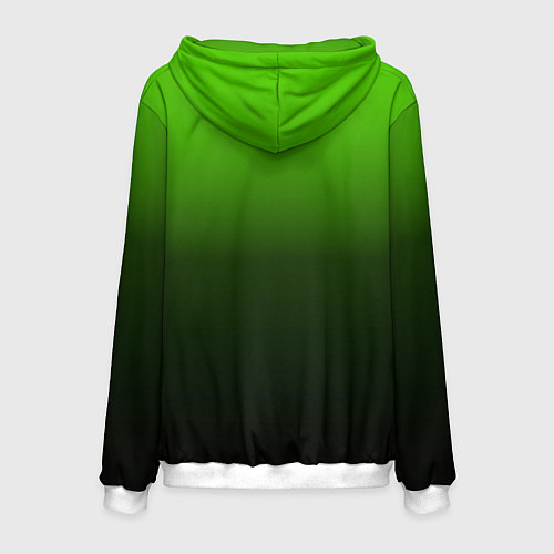 Мужская толстовка Градиент ядовитый зеленый - черный / 3D-Белый – фото 2