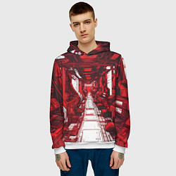 Толстовка-худи мужская Красная комната киберпанк, цвет: 3D-белый — фото 2