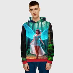 Толстовка-худи мужская Девушка фея в дремучем лесу, цвет: 3D-красный — фото 2